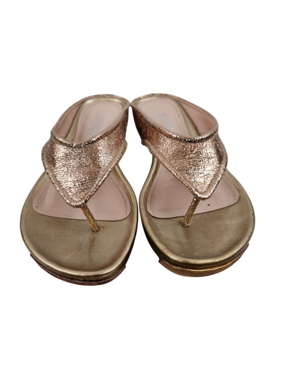 Kenneth Cole Reaction Flip Flop Wedge Sandals Womens 7.5M Water Park Gold - Picture 2 of 10
